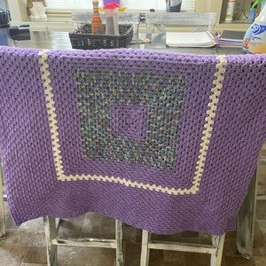 Purple and Multicolor Crochet Baby Blanket